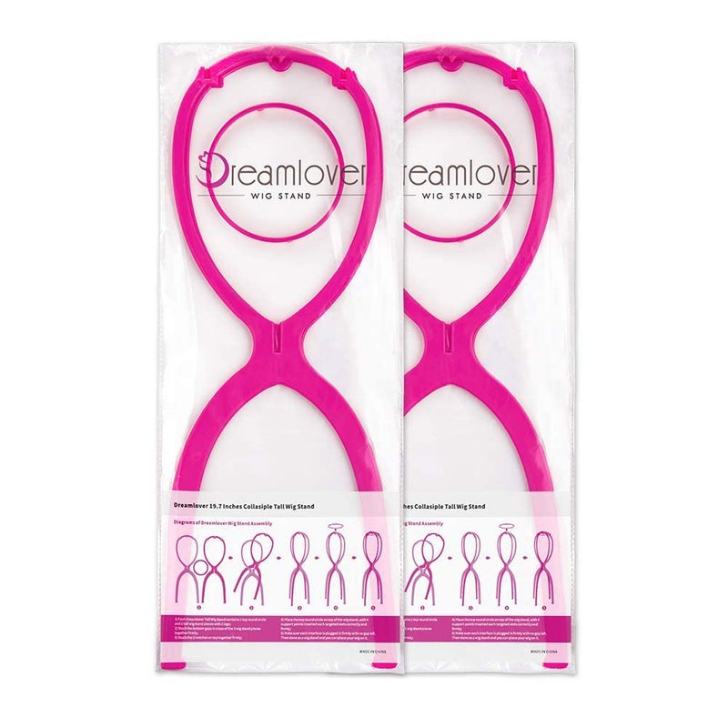 Dreamlover Portable Tall Stands for All Wigs, Collapsible Wig Dryer for Travel, Hot Pink, 2 Packs - Image 2